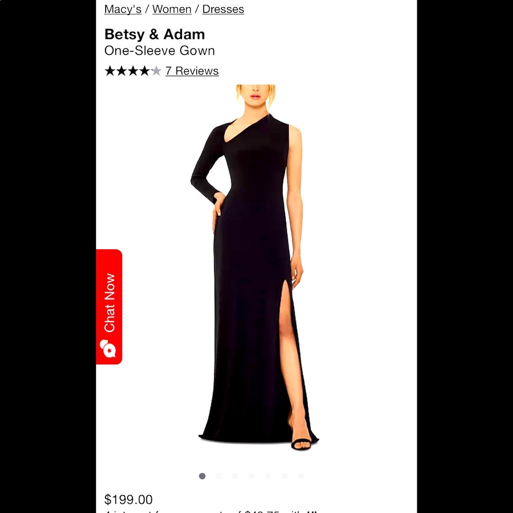 Betsy & Adam One Sleeve Gown